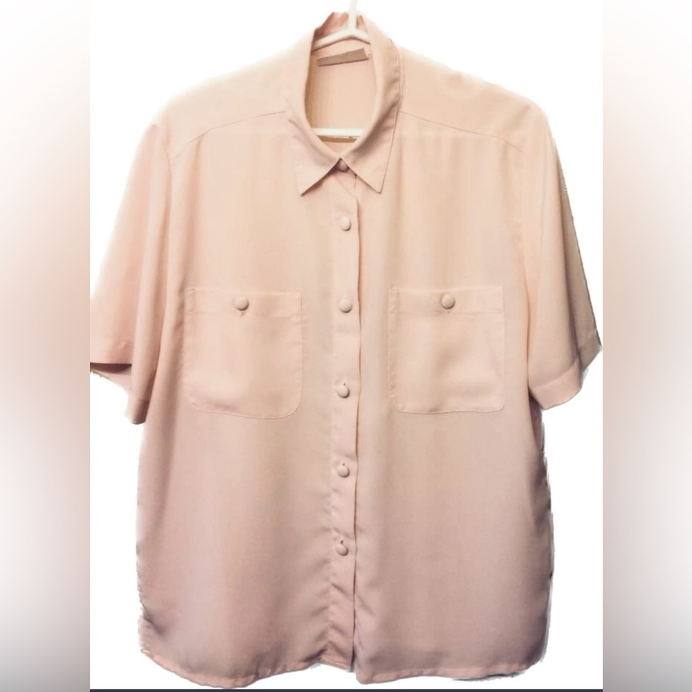 Sportscraft Women's Size 12 Light-Pink Button-Down Shirt